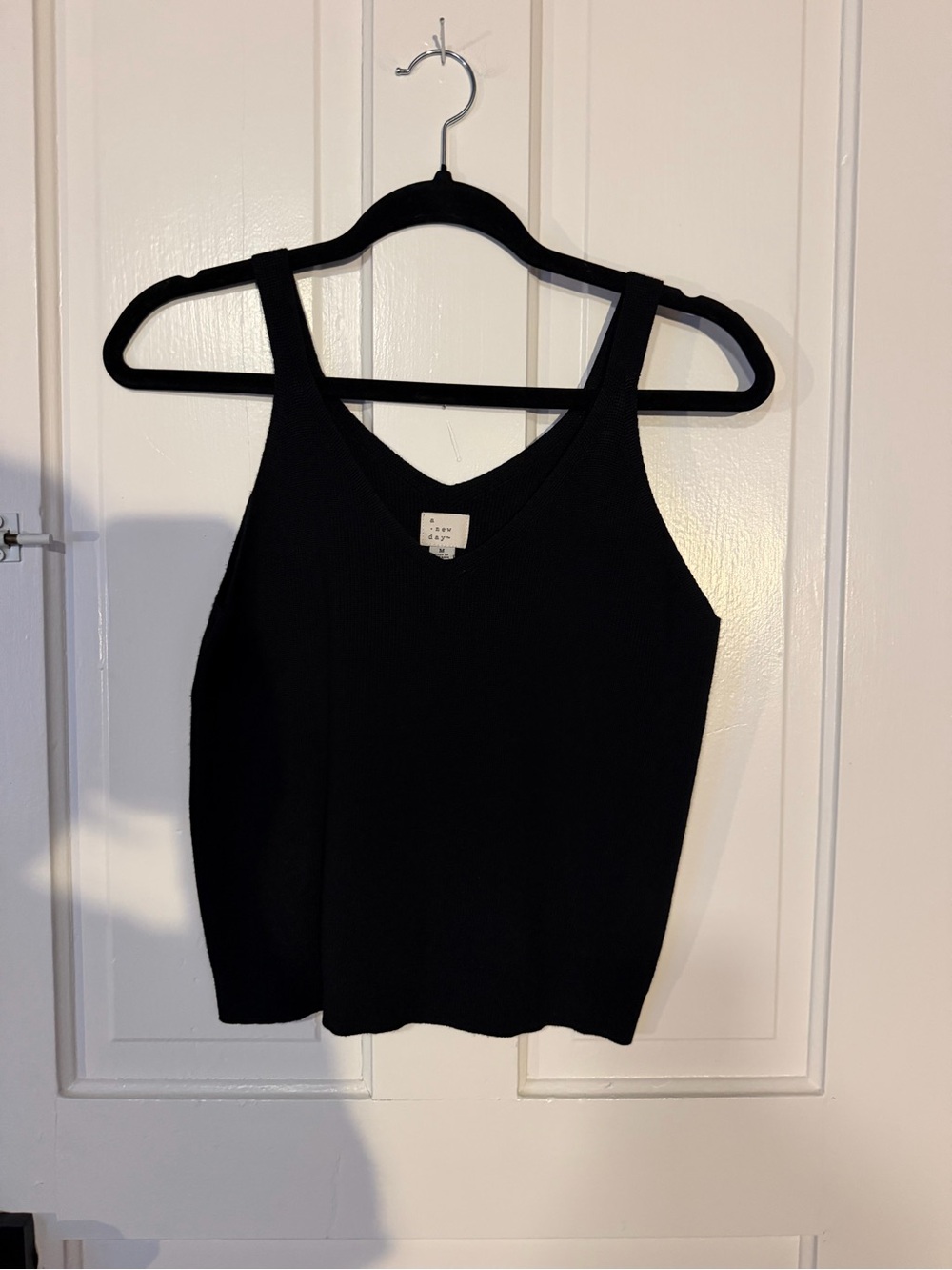 Black Sweater V-Neck Tank Top - Women